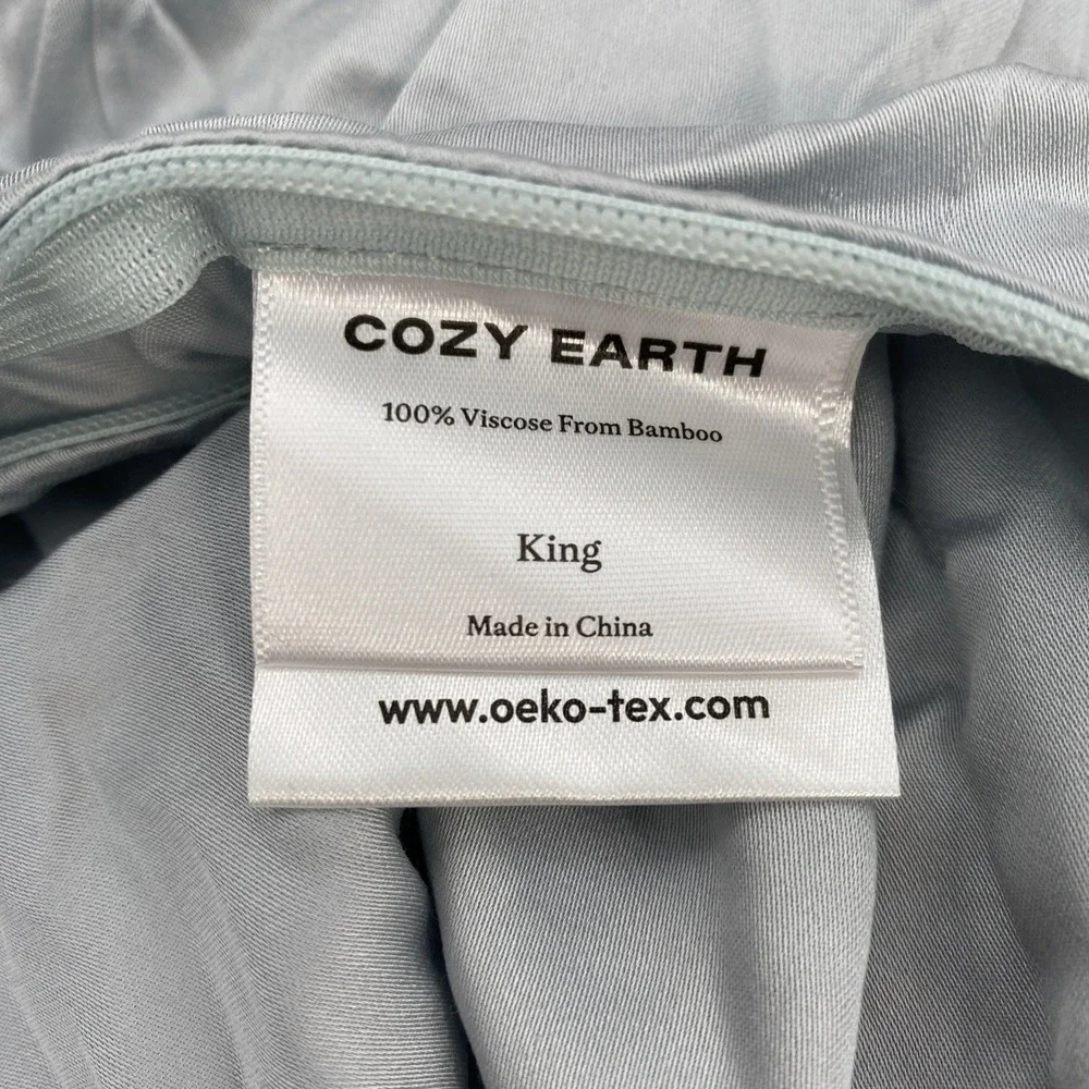 Cozy Earth Duvet Cover KING Shore Ice Blue Luxury Viscose Bamboo Canvas Tote